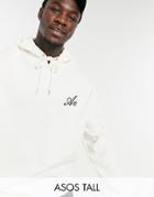 Asos Actual Tall Oversized Hoodie With Script Print In Soft Gray-grey