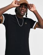 Fred Perry Stripe Cuff T-shirt In Black