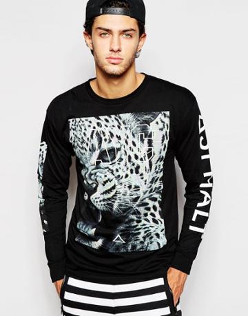 Asphalt Yacht Club Long Sleeve T-shirt With Sleeve Prints - Black