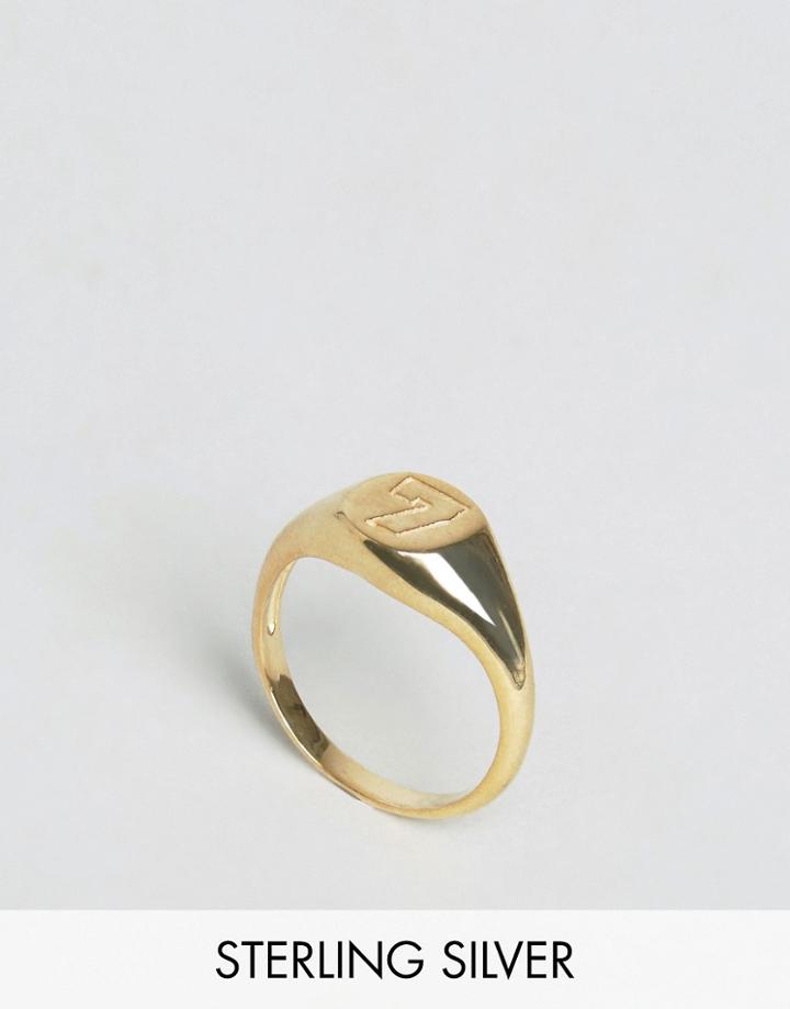 Asos Gold Plated Sterling Silver Lucky Number 7 Ring - Gold