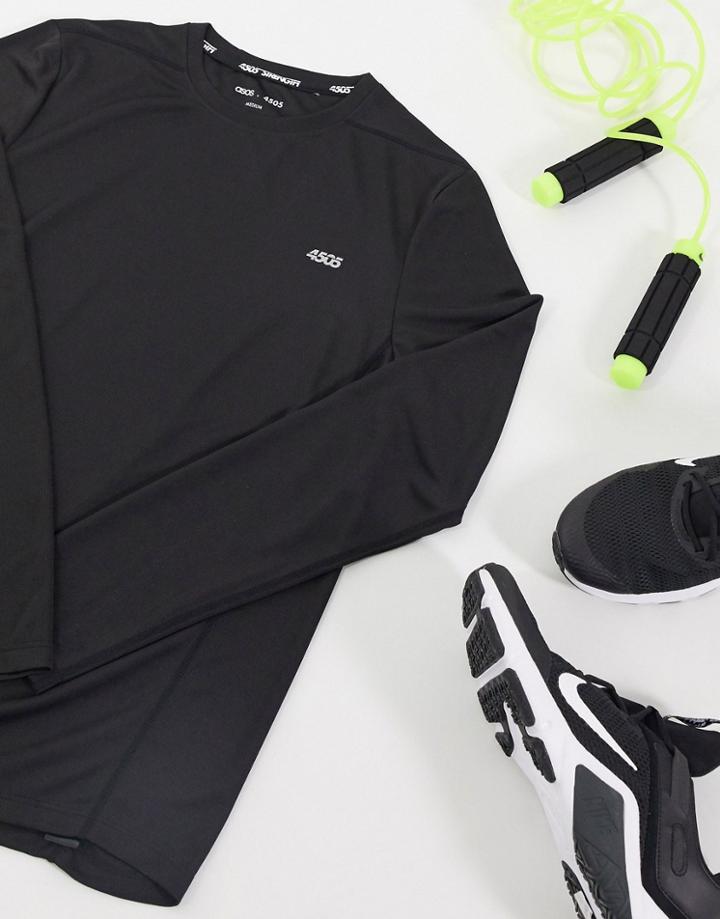 Asos 4505 Icon Training Long Sleeve T-shirt With Quick Dry In Black