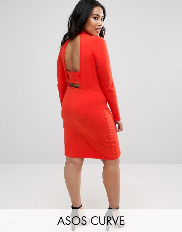 Asos Curve Midi Bodycon Dress - Red