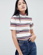 Gestuz Ea Roll Neck Stripe Top - Cream