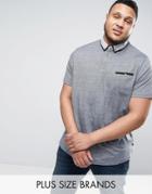 Duke Plus Polo With Contrast Collar In Ecru And Gray - Cream