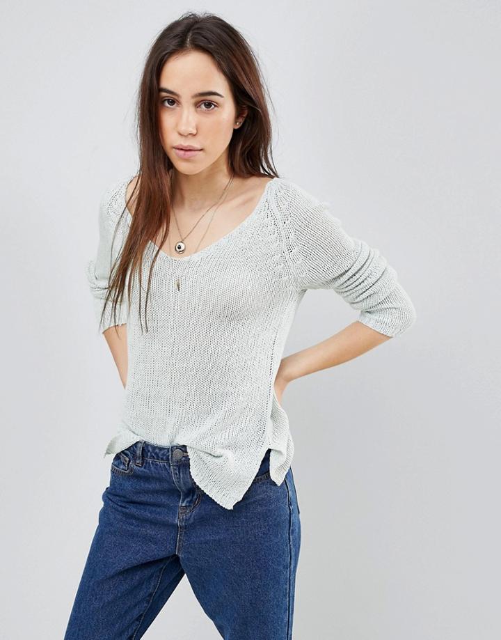 Brave Soul Joy Loose Fit Lightweight Sweater - Green