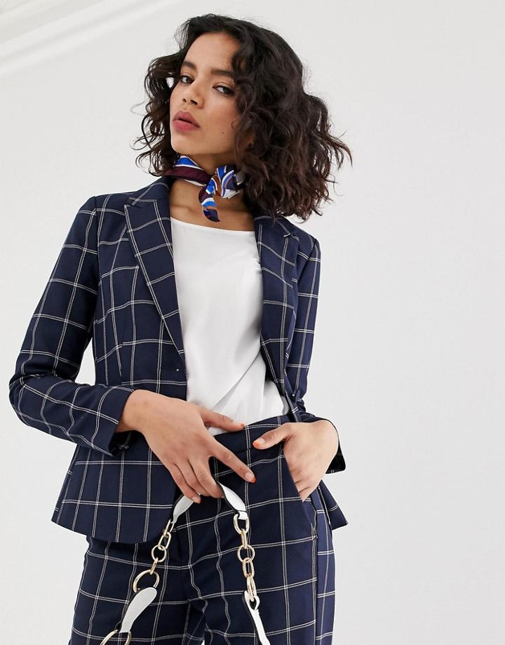 Vero Moda Grid Check Blazer-navy
