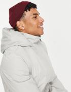 Asos Design Mini Fisherman Beanie In Burgundy-red