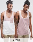 Asos Tank With Contast And Extreme Racer Back 2 Pack Save 17% - Pink
