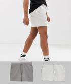 Asos Design Jersey Shorts 2 Pack In Shorter Length White Marl/gray - Multi