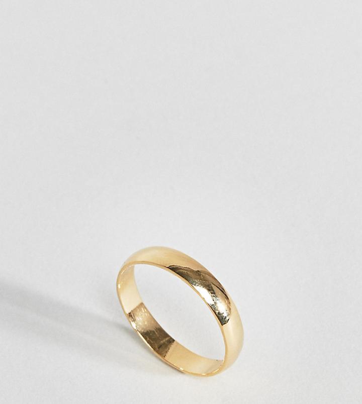 Asos Design Gold Plated Sterling Silver Sleek Thick Band Ring - Gold