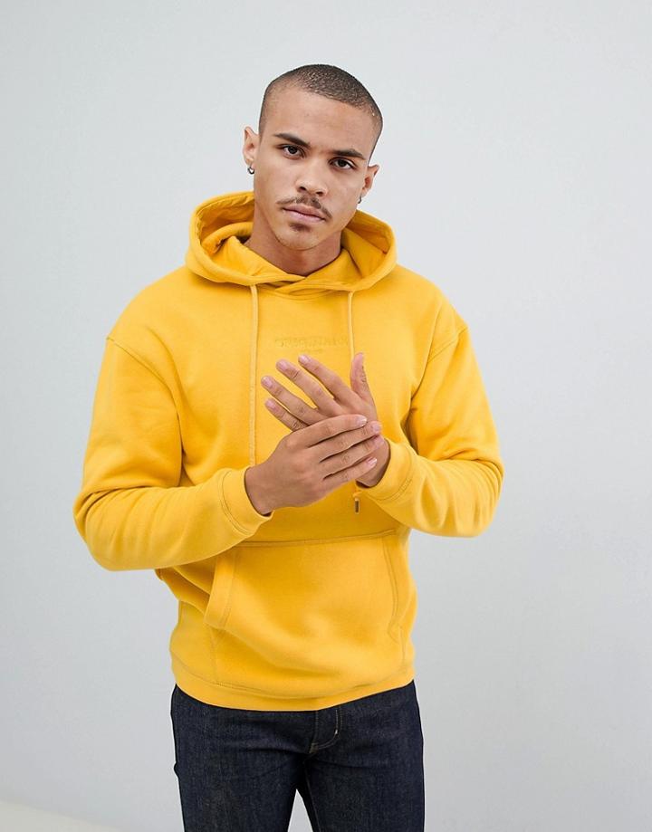Jack & Jones Originals Drop Shoulder Hoodie With Brand Embroidery - Yellow