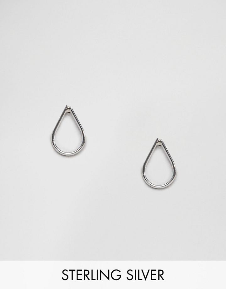 Kingsley Ryan Sterling Silver Cut Out Teardrop Ear Studs - Silver