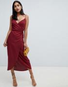 Asos Design Cami Wrap Maxi Dress - Red