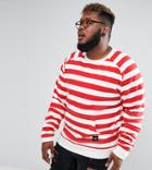 Sixth June Plus Sweatshirt In White With Red Stripes - White
