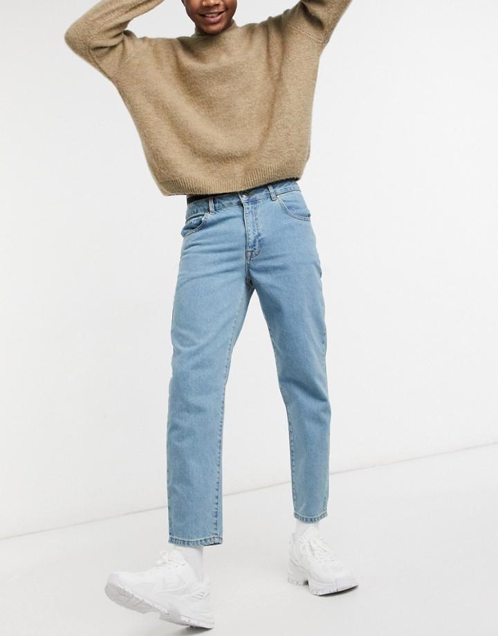 Asos Design Classic Rigid Jeans In Tinted Light Wash Blue-blues