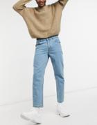 Asos Design Classic Rigid Jeans In Tinted Light Wash Blue-blues