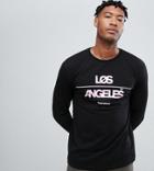 Asos Design Tall Relaxed Long Sleeve T-shirt With Los Angeles City Text Print - Black