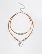 Asos Western Leather Cord Disc Choker Necklace - Brown