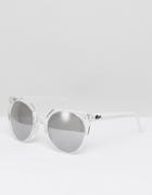 Quay Australia Give And Take Round Sunglasses In Silver - Clear