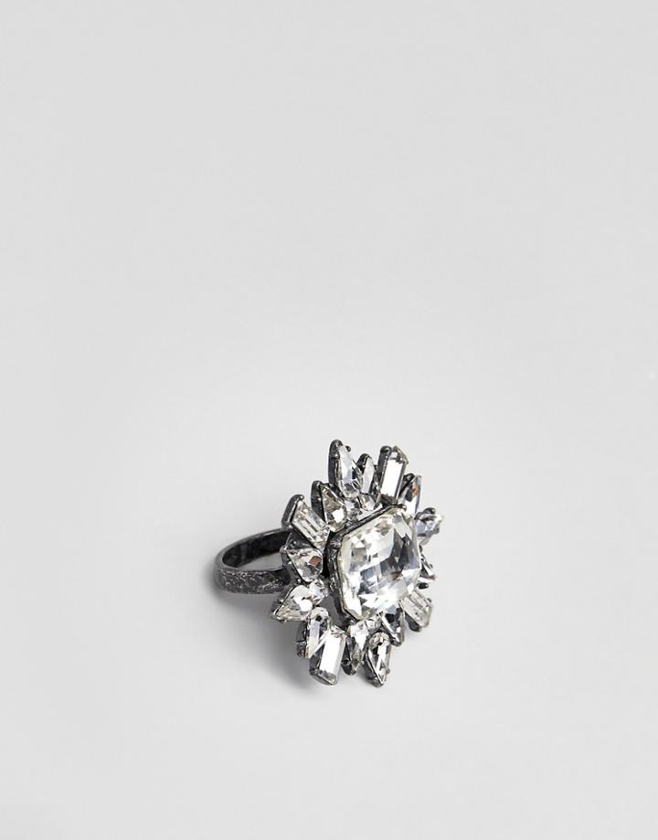 Steve Madden Casted Baguette Statement Ring - Silver
