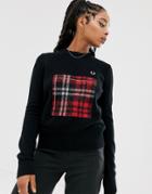 Fred Perry Plaid Detail Sweater-black
