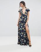 Uttam Boutique Floral Maxi Wrap Dress - Navy