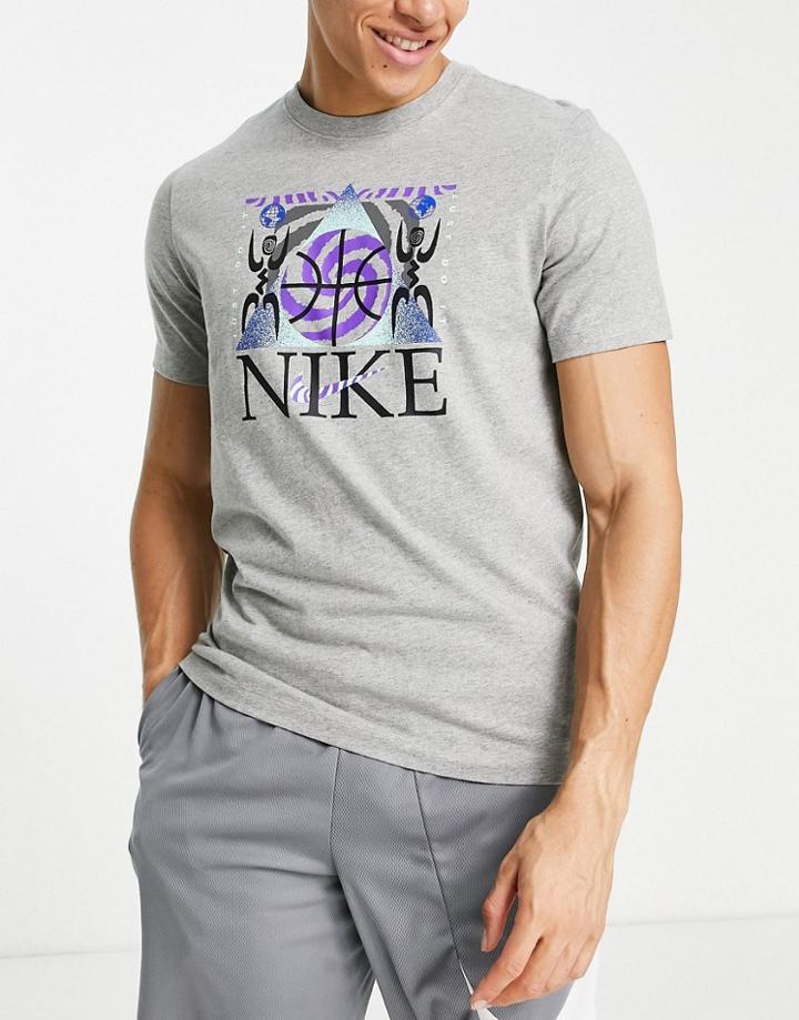 Nike Basketball A.i.r. Cc2 Graphic Logo T-shirt In Gray Heather