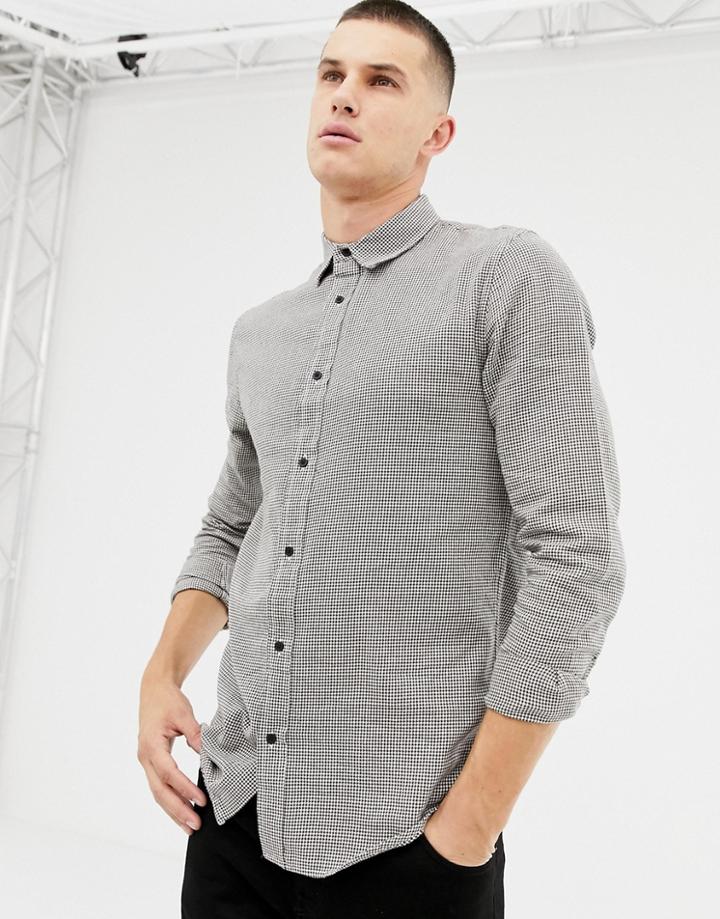 New Look Regular Fit Shirt In Houndstooth Print - Gray