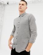 New Look Regular Fit Shirt In Houndstooth Print - Gray