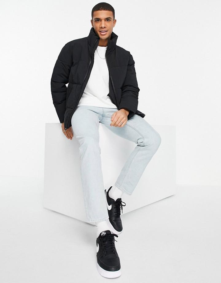 Topman Padded Puffer Jacket In Black