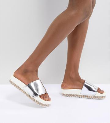 Sixty Seven Flatform Sliders - Silver