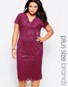 Goddiva Plus Lace Dress - Magenta