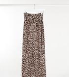 Verona Curve Wide Leg Pants With Belted Waist In Leopard Print-brown