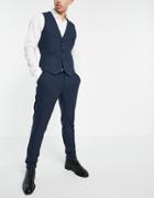 Asos Design Super Skinny Wool Mix Suit Pants With Multi Grid Check In Navy