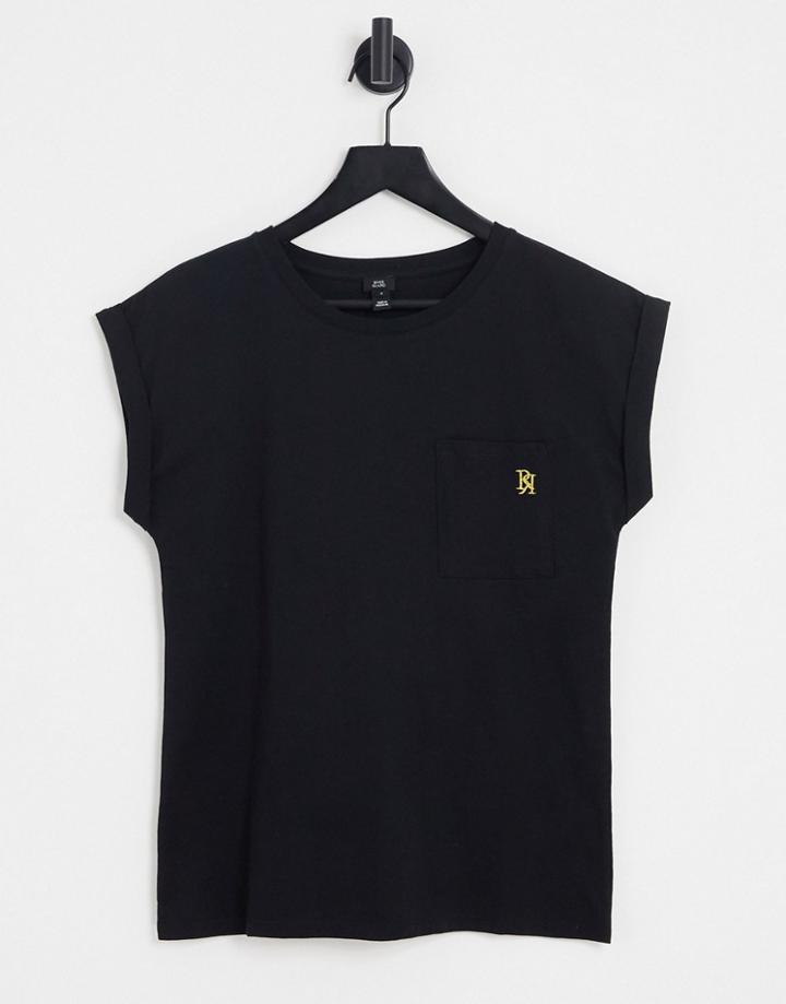 River Island Pocket Tee In Black