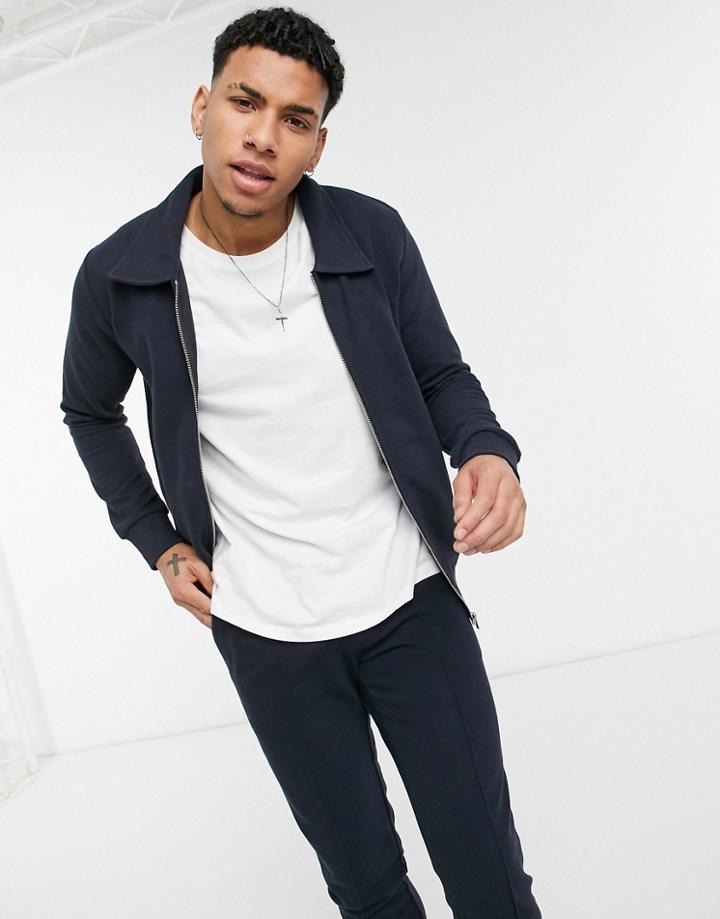 Jack & Jones Premium Set Zip Thru Jacket In Navy