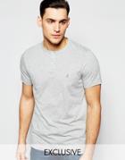 Farah T-shirt With Henley Neck Slim Fit Exclusive - Rain Heath