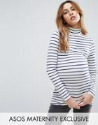 Asos Maternity Turtleneck In Stripe - Multi