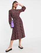 Y.a.s Midi Dress With Peter Pan Collar In Red Flirty Floral-multi
