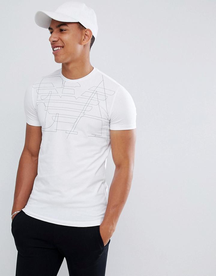 Emporio Armani Slim Fit Large Graphic Logo T-shirt In White - White