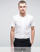 Hart Hollywood Grandad Slim Shirt With Concealed Placket - White