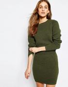 Asos Sweater Dress With Elasticated Waistband - Green