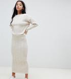 Asos Design Petite Two-piece Midi Skirt In Wide Rib - Beige