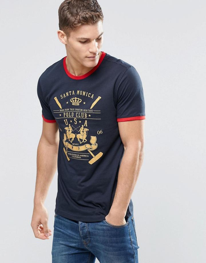 Santa Monica Polo Club Dual T-shirt - Navy