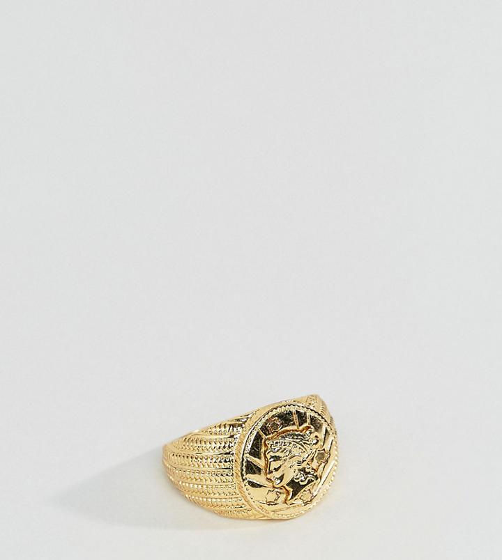 Asos Plus Gold Sovereign Ring - Gold