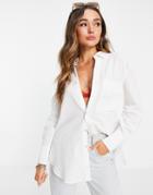 Mango Oversized Linen Shirt In White