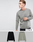 Asos Sweatshirt 2 Pack Green/black Save - Multi