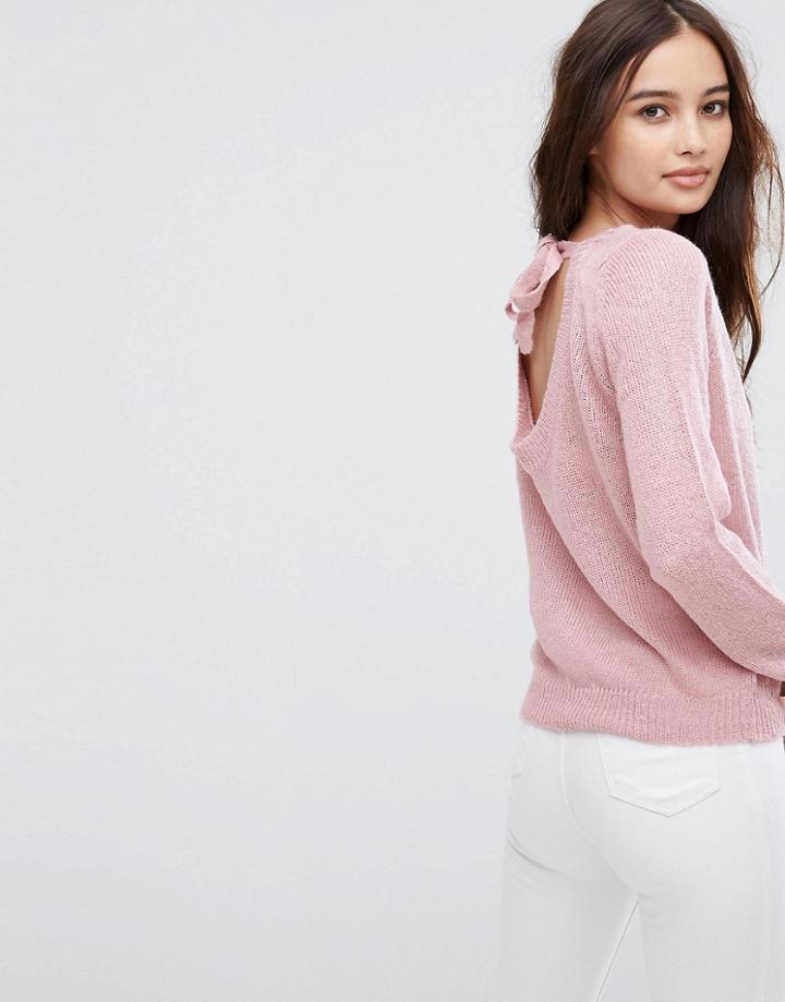 Vila Exclusive Tie Back Knitted Sweater - Purple