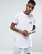 Asos Super Longline T-shirt With Stars & Stripes Print - White