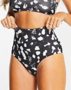 Asos Design Recycled Mix And Match High Waist Bikini Bottom In Mono Spot Print-multi